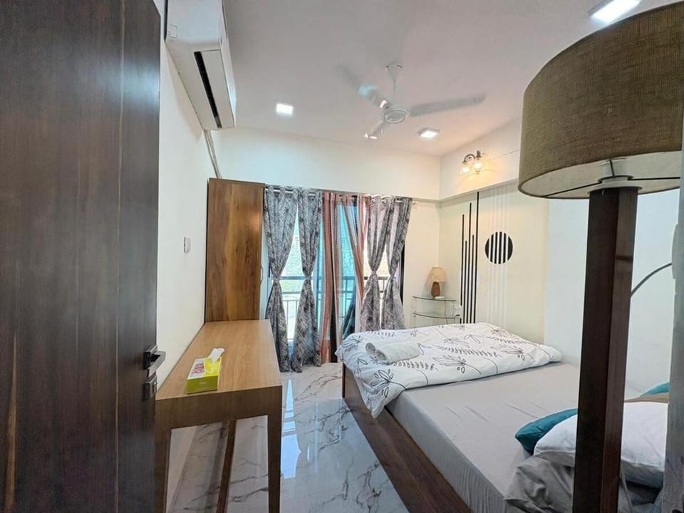 Bed, Bedroom, towels, wardrobe, air conditioner