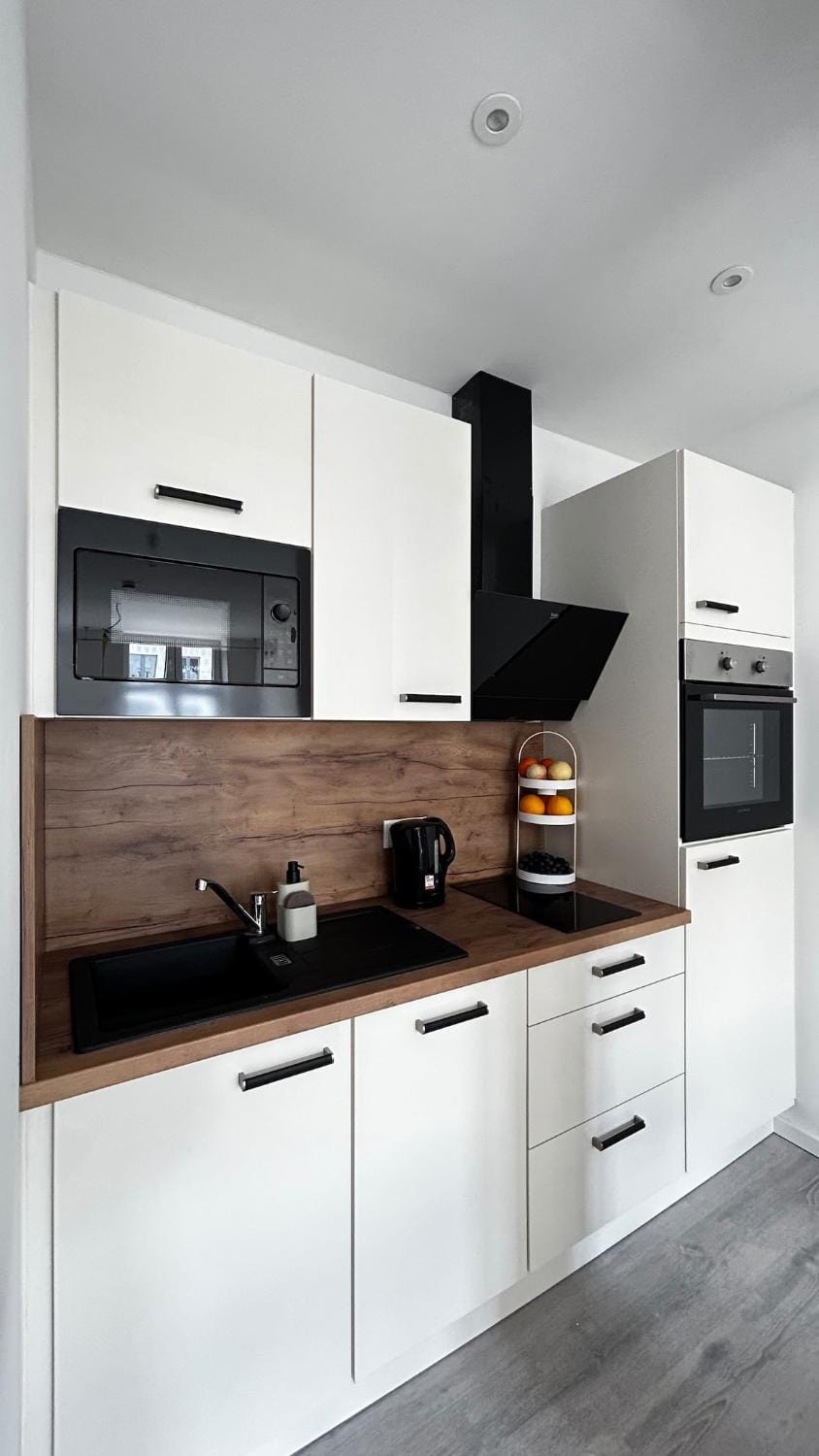 Kitchen or kitchenette, stove, toaster