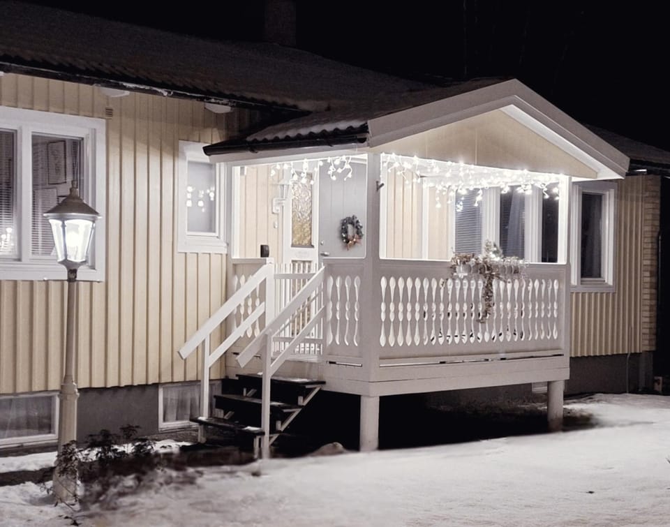 Property building, Night, Winter