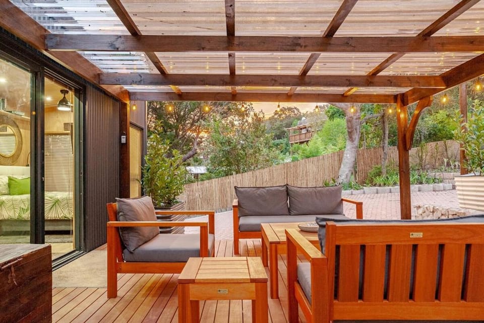 Patio, Seating area, Garden view, Sunset