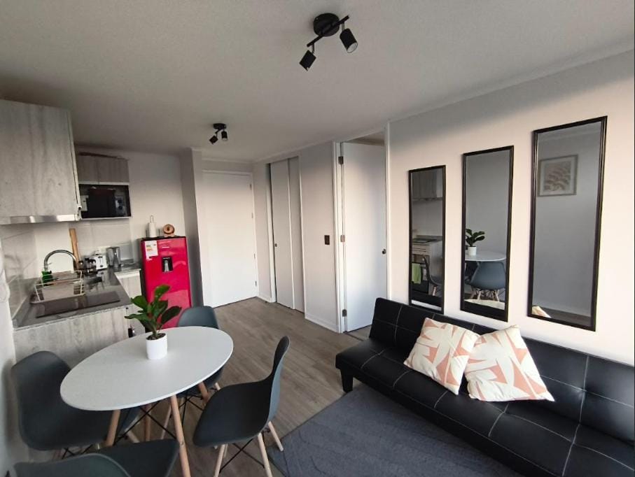 Kitchen or kitchenette, Living room, Dining area