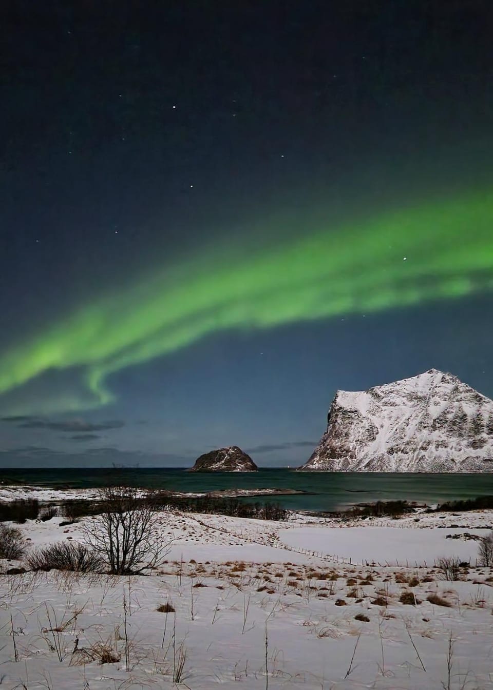 Night, Winter, Mountain view