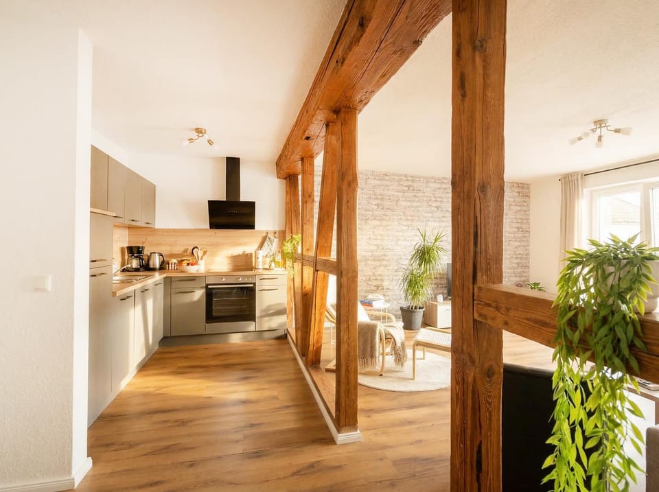 Living room, kitchen