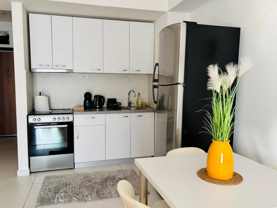Kitchen or kitchenette, stove