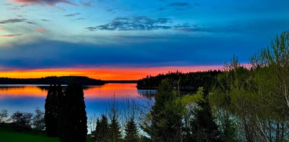 Natural landscape, Lake view, Mountain view, Sunset