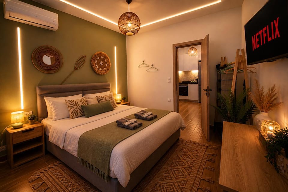 Bed, TV and multimedia, Kitchen or kitchenette, Photo of the whole room, Bedroom, minibar, air conditioner