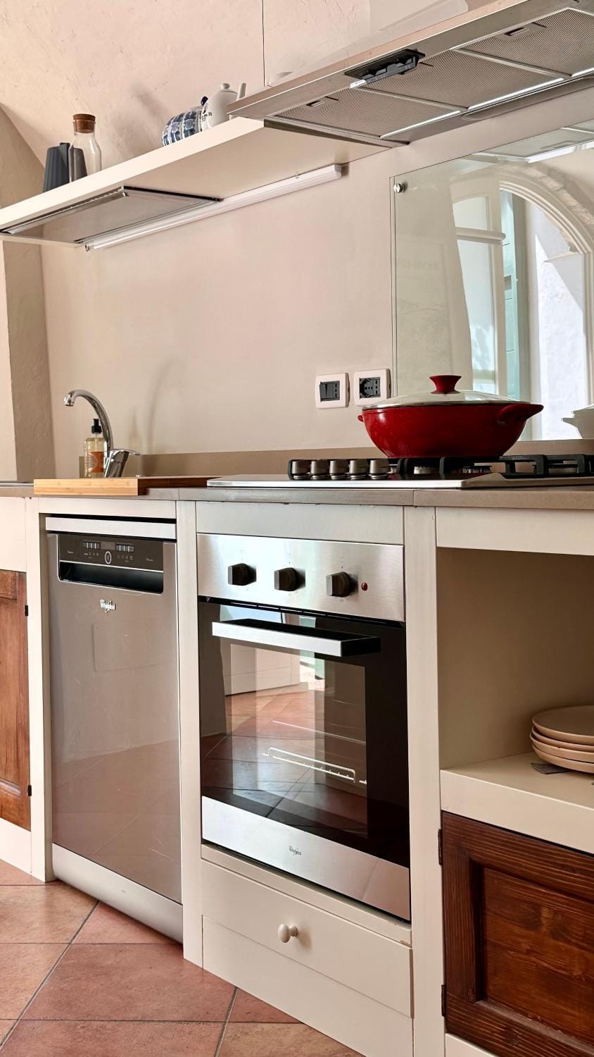 Kitchen or kitchenette, dishwasher, oven, stove, toaster