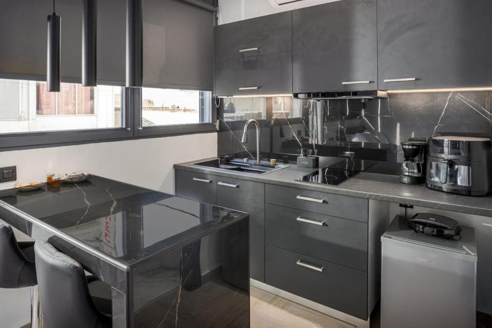 Kitchen or kitchenette, stove