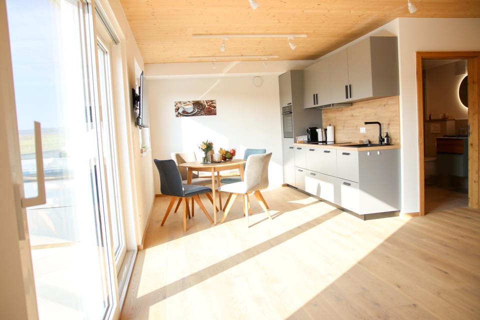 Coffee/tea facilities, Kitchen or kitchenette, Dining area, oven, stove