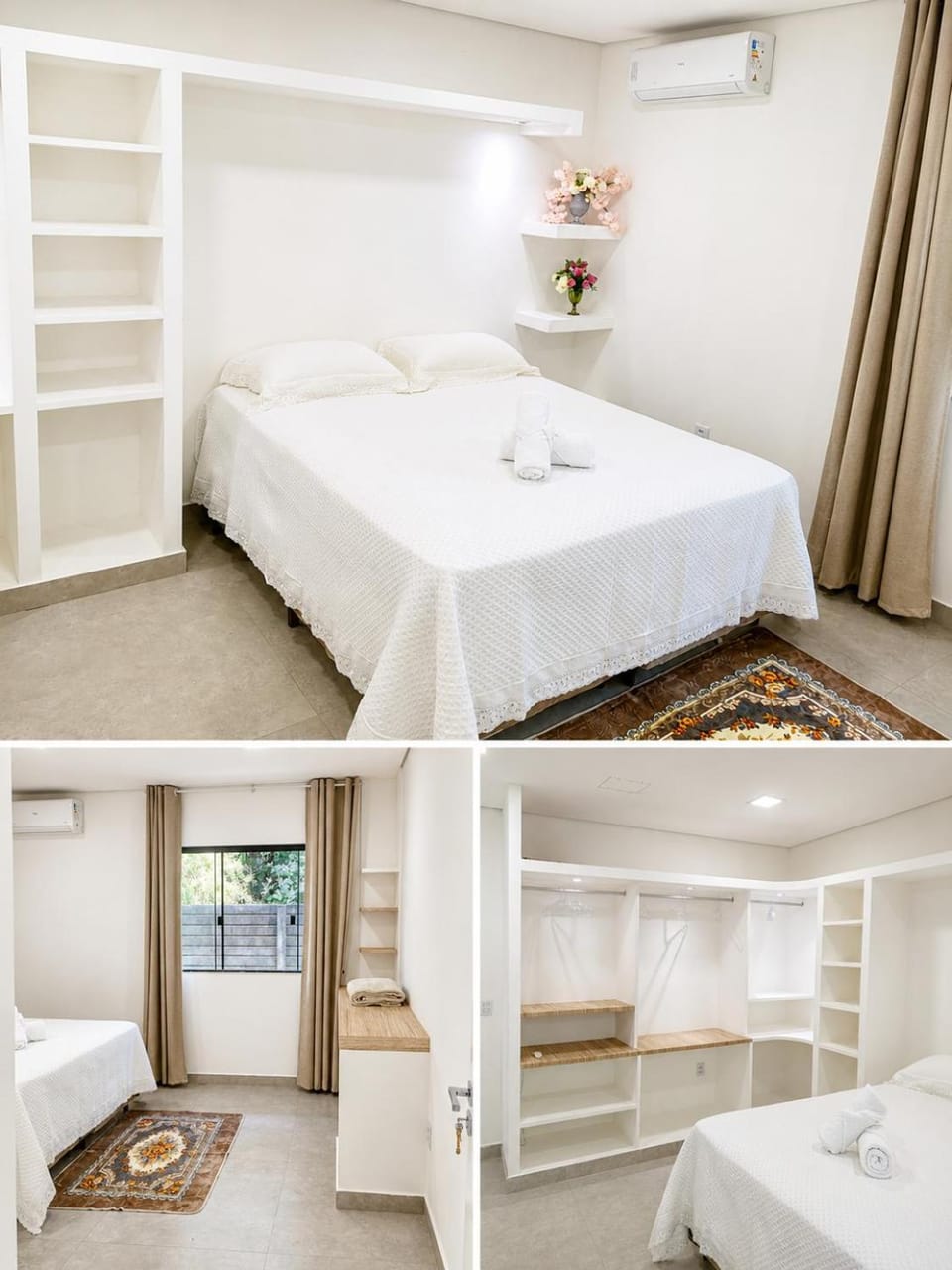 Bed, Bedroom, towels, wardrobe, air conditioner