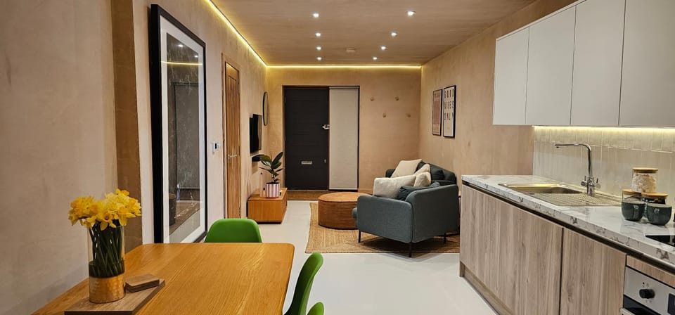 Kitchen or kitchenette, Living room, Dining area