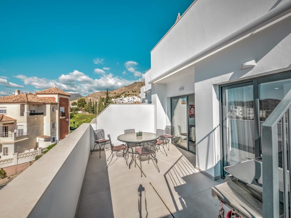 Property building, Patio, View (from property/room), Balcony/Terrace, Dining area, Mountain view
