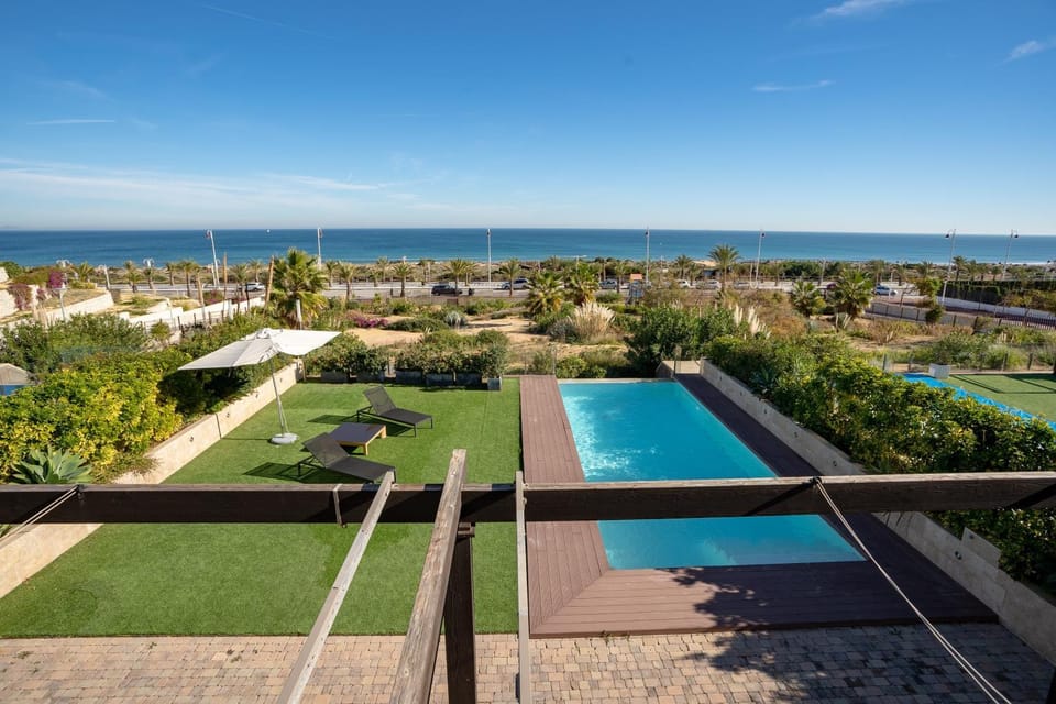 Property building, Living room, Swimming pool