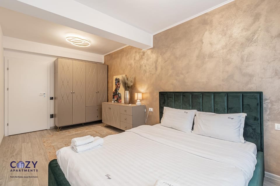 Bed, Photo of the whole room, Bedroom, towels, wardrobe
