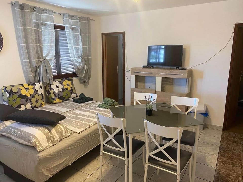 Communal lounge/ TV room, Bed, TV and multimedia, Living room, Photo of the whole room, Seating area, Bedroom