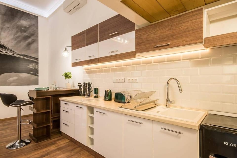 Kitchen or kitchenette, dishwasher, toaster