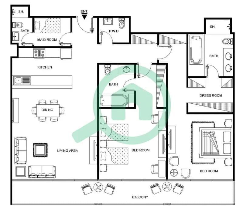 Free housekeeping visits during your stay - StayShort - 3 Bedroom Apartment in Sterling West with Full Burj Khalifa Views Apartment in Dubai