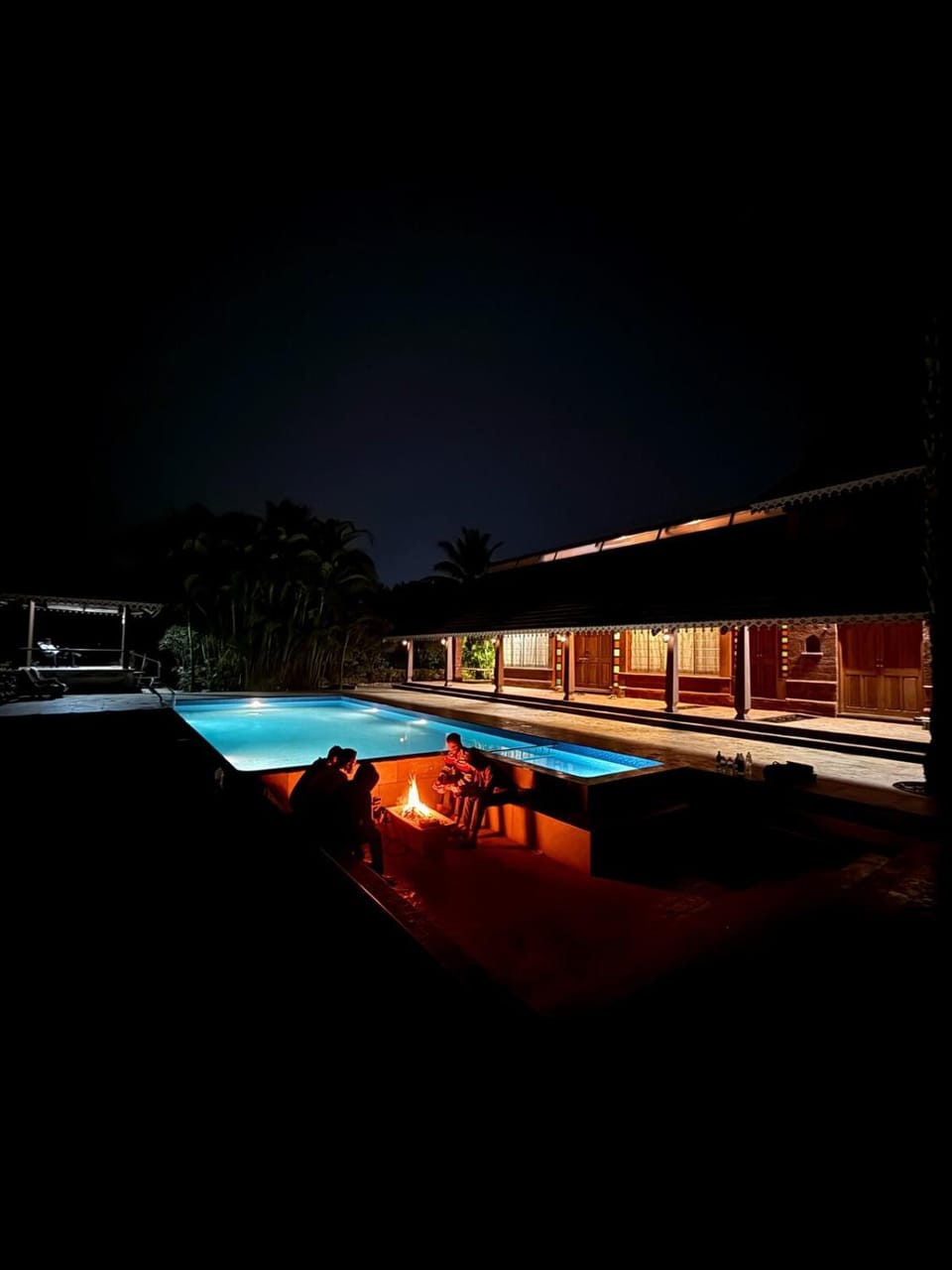 Night, Pool view, Swimming pool