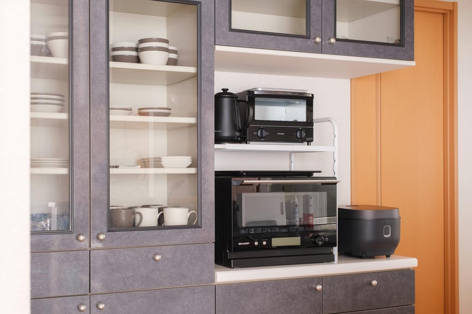 Kitchen or kitchenette, toaster