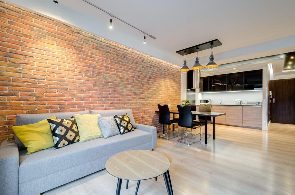 Kitchen or kitchenette, Living room, Seating area, Dining area