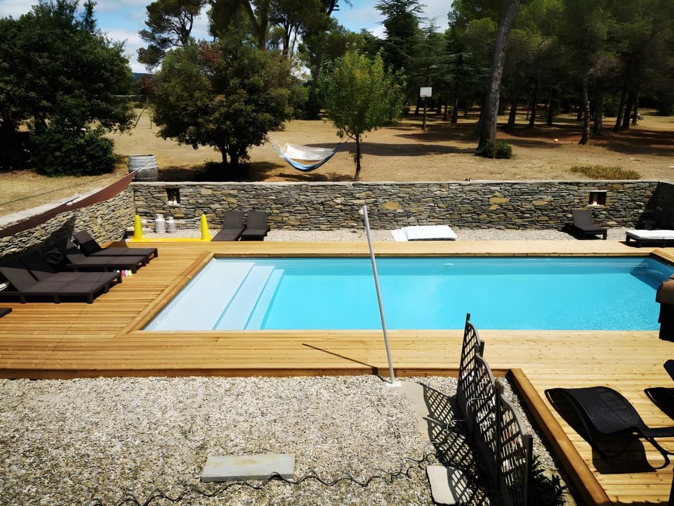 Property building, Living room, Swimming pool