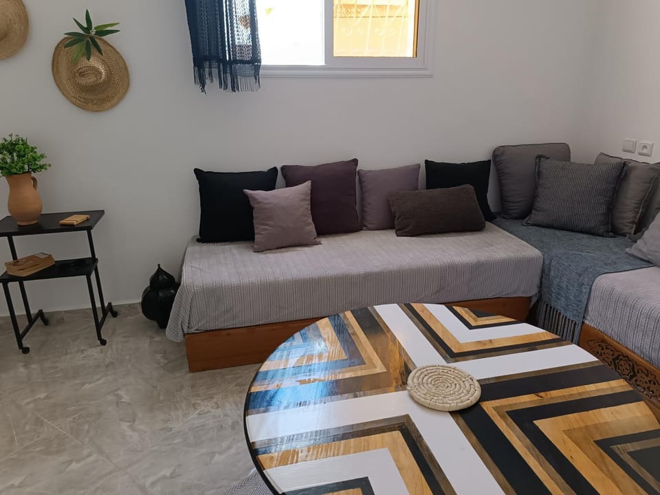 Bed, Living room, Seating area