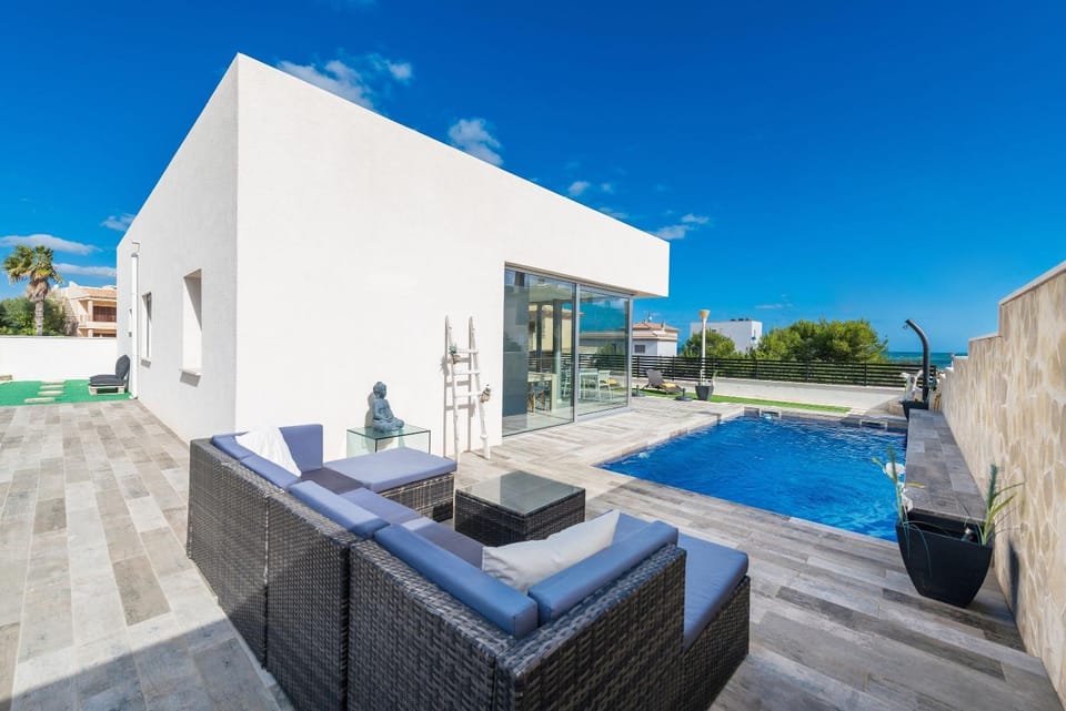 Property building, Living room, Swimming pool