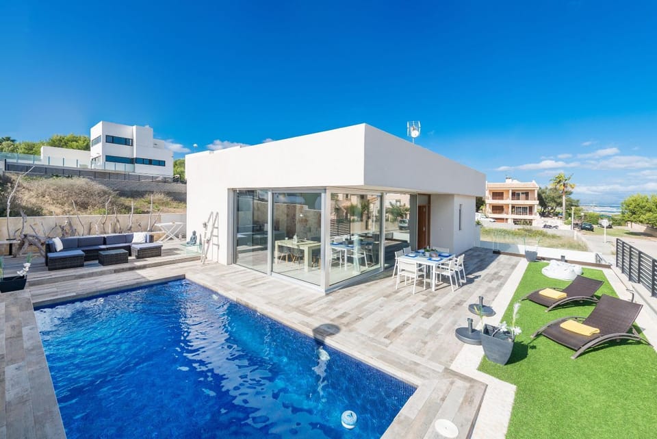 Property building, Living room, Swimming pool