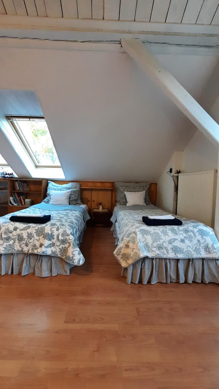 Photo of the whole room, Bedroom, towels