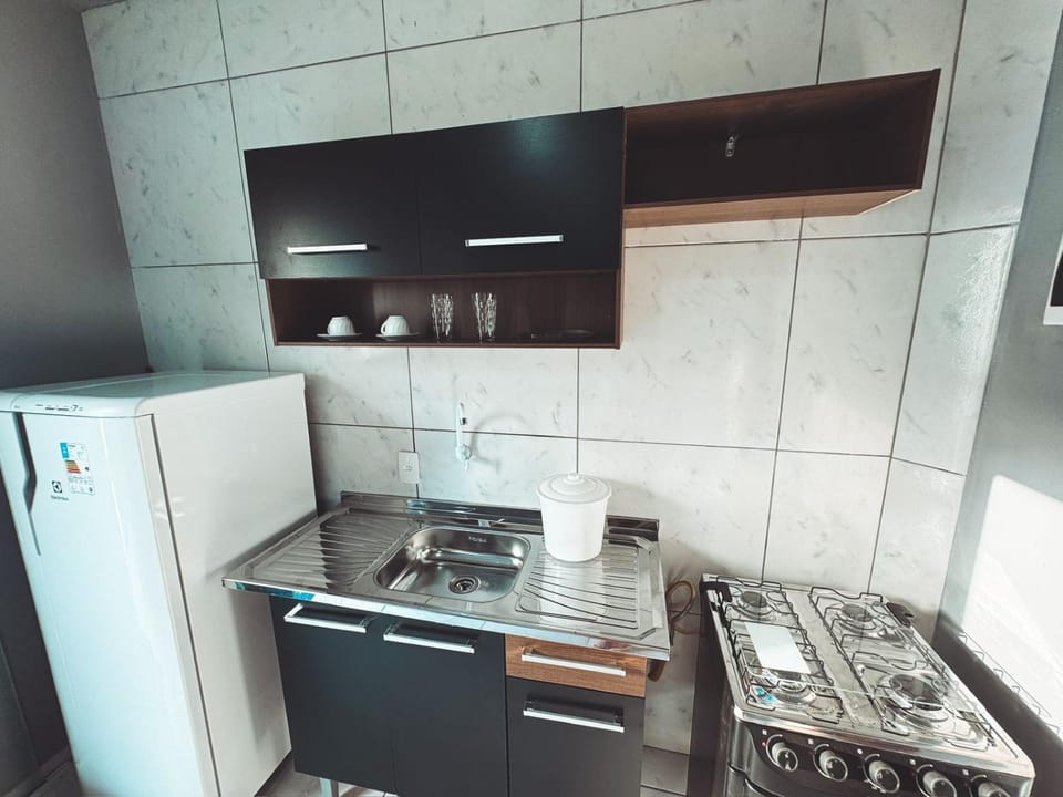 Kitchen or kitchenette, stove