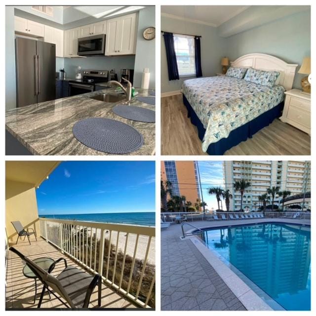 Patio, Bed, View (from property/room), Balcony/Terrace, Living room, Photo of the whole room, Seating area, Dining area, Bedroom, Pool view, Swimming pool, sunbed