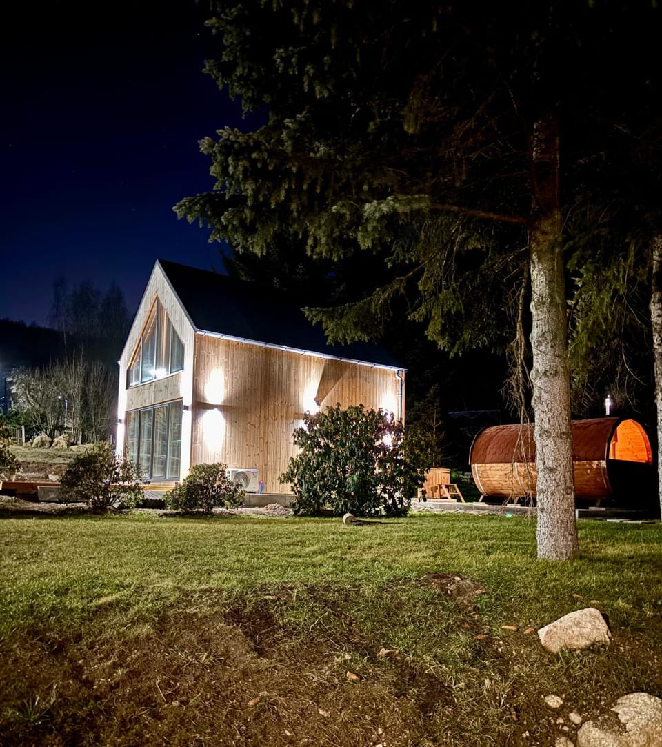 Property building, Night, Garden