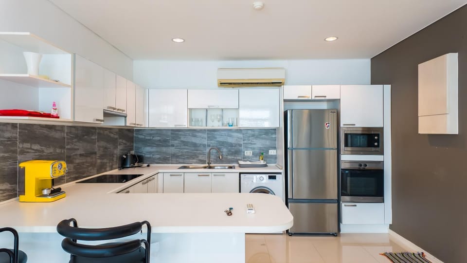 Kitchen or kitchenette, oven, stove, toaster