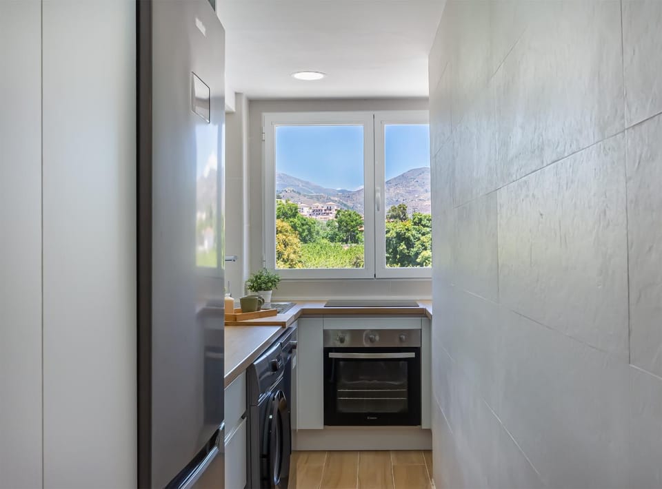 Natural landscape, Kitchen or kitchenette, Mountain view, oven, stove