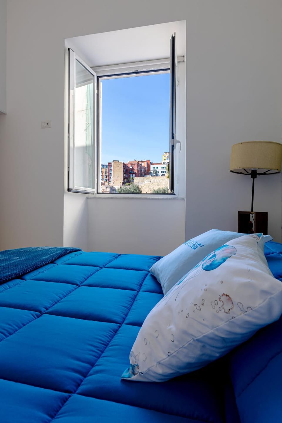 Bed, Bedroom, City view
