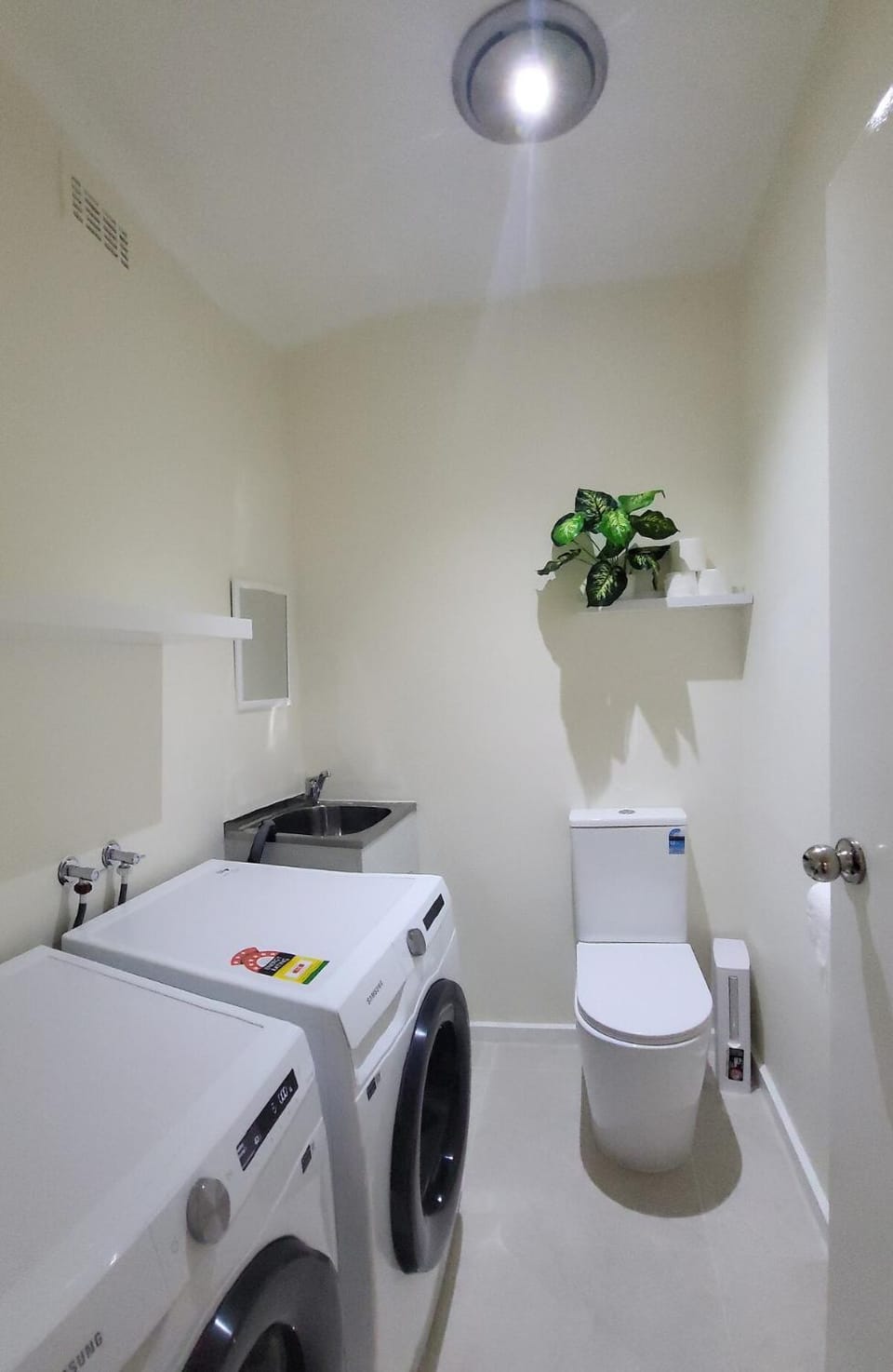 Toilet, flat iron, laundry, washing machine, dryer