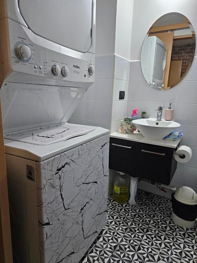 Bathroom, washing machine, dryer