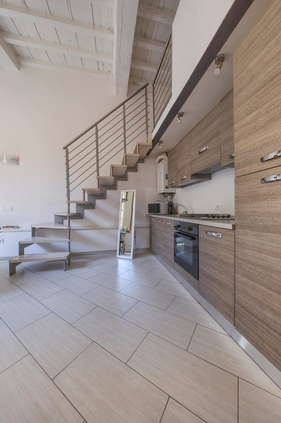 Kitchen or kitchenette, stove