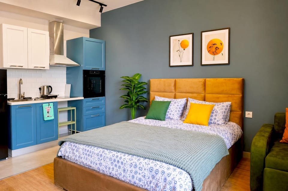 Modern Big Studio with River view, M2 Saburtalo Apartment in Tbilisi, Georgia