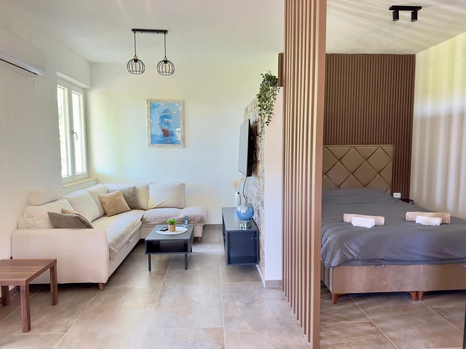 Bed, Living room, Photo of the whole room, Seating area, Bedroom