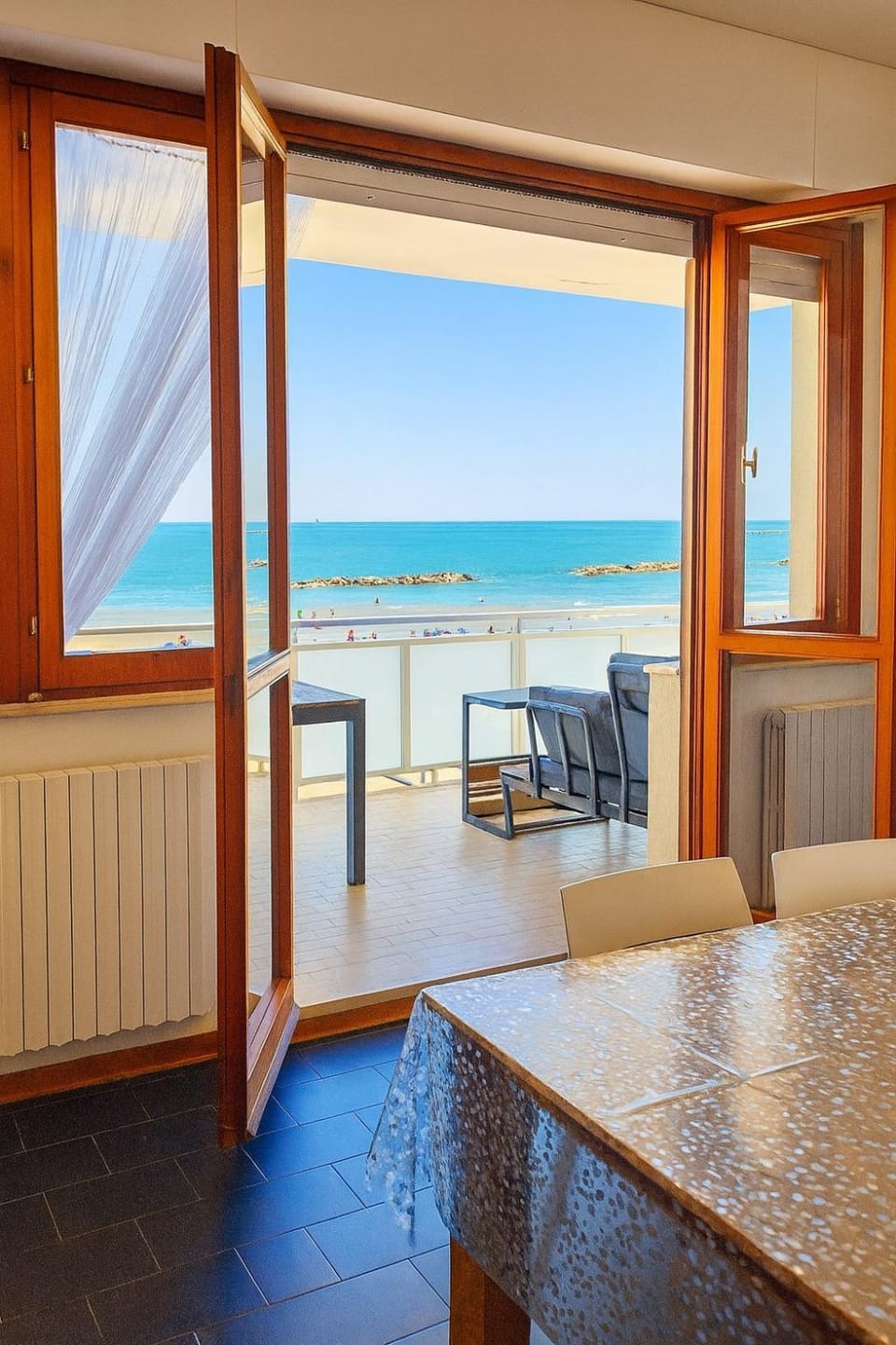 Patio, Day, Natural landscape, View (from property/room), Balcony/Terrace, Balcony/Terrace, Living room, Seating area, Dining area, Beach, Sea view