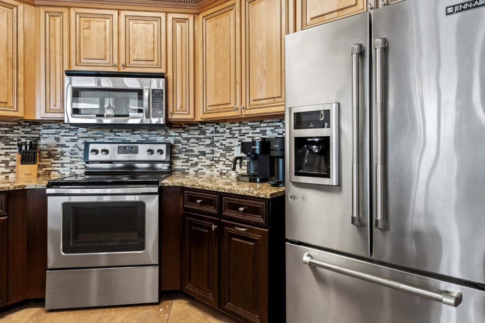 Kitchen or kitchenette, microwave, oven, stove, kitchen