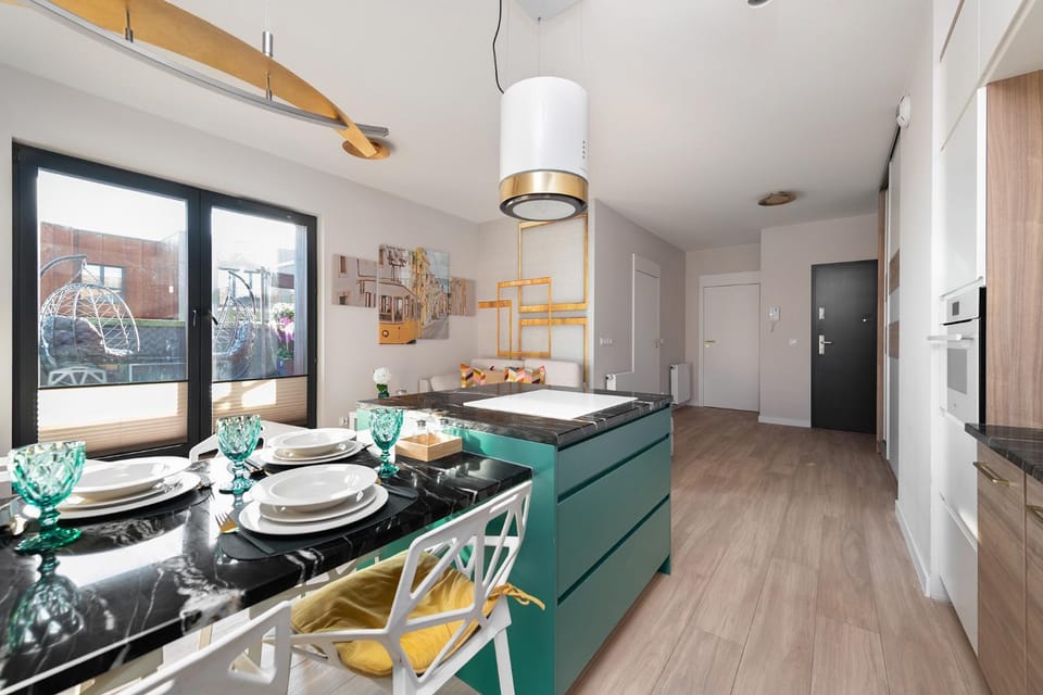 Kitchen or kitchenette, Living room, Dining area, stove