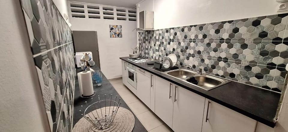 Kitchen or kitchenette, stove