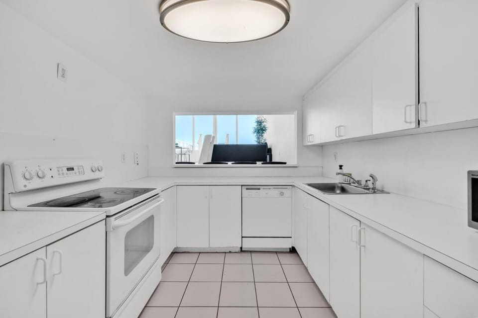 Kitchen or kitchenette, dishwasher, oven, stove
