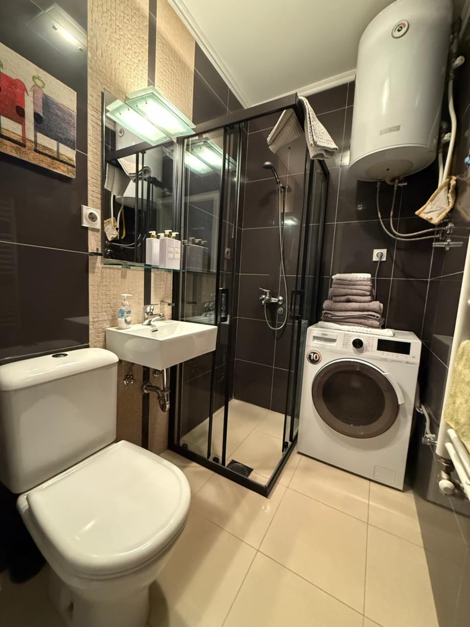 Shower, Toilet, washing machine, dryer