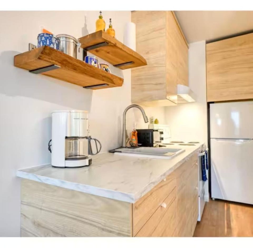 Kitchen or kitchenette, oven, stove, toaster
