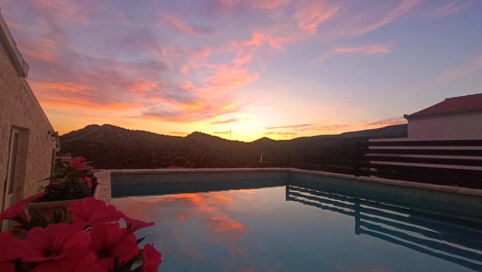 Natural landscape, Swimming pool, Sunset