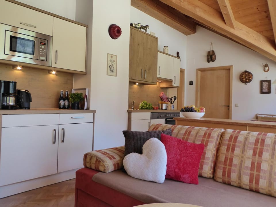 Kitchen or kitchenette, Living room, Seating area, Dining area, toaster