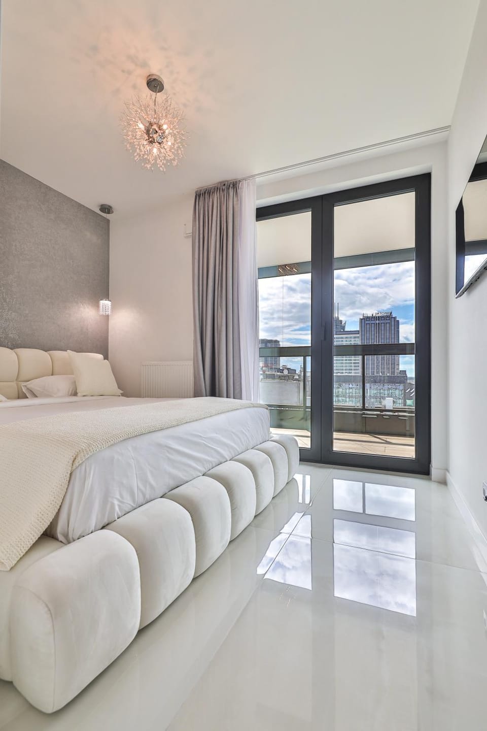 Bed, Bedroom, City view